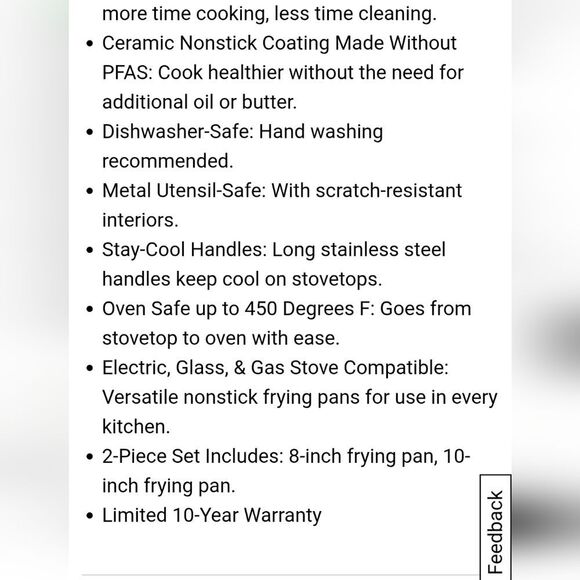 Calphalon Ceramic Non-Stick 8 & 10" Fry Pan Set- Silver Ash - Picture 9 of 13